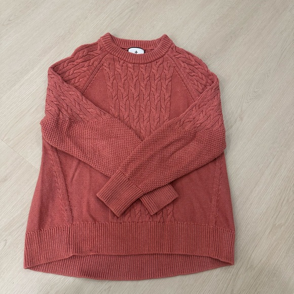 Tuckernuck Sweaters - Tuckernuck Crew Neck Cable Knit Cotton Sweater Pullover Coral Orange Size XS